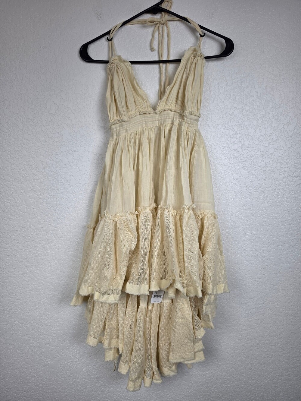 NWT Free People Cream Cotton Ruffle Dress XS